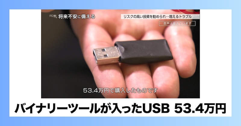 バイナリーツールが入ったUSB53.4万円を購入した男性