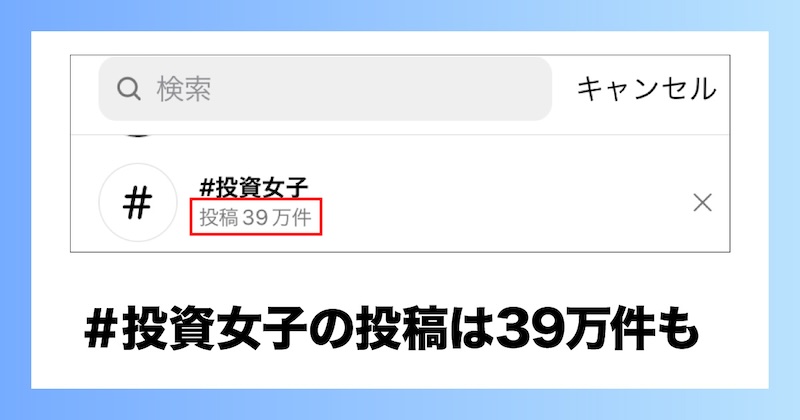 ＃投資女子の投稿は39万円