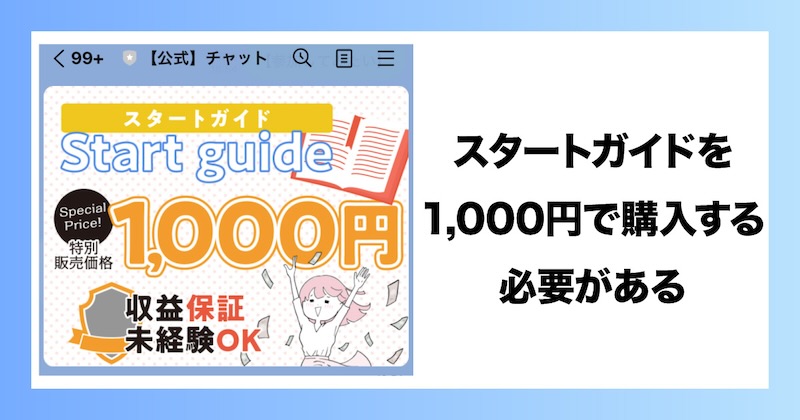 スタートガイドを1,000円で購入する必要がある