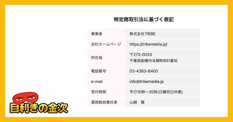 株式会社TRIBEの「ライズアップ」 特商法